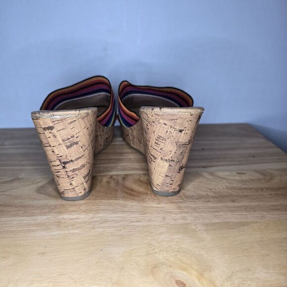 Montego‎ Bay Club Heels Cork Wedge Shoes Sandals Slides Rainbow Women's 10 - Picture 6 of 8